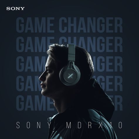 Sony MDRX10 social media ad post 1:1 size🎧 Headphones Creative Ads, Electronic Ads Design, Headphones Advertisement Poster, Headphone Photoshoot, Sony Advertising, Headphone Advertisement, Sony Poster, Headphone Ads, Headphone Poster