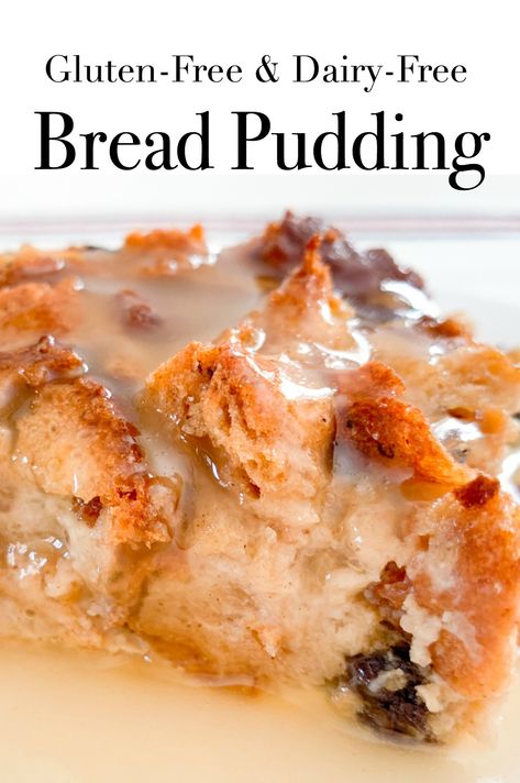 This easy to make bread pudding has a delicious vanilla sauce to pour over the top. This is a delicious comfort food to serve family and friends. It's gluten-free, dairy-free and made with low sugar. Weight Watchers 9 Smart Points #glutenfree #breadpudding #weightwatchers Gluten Free Bread Pudding, Bread Pudding With Vanilla Sauce, Bread Pudding Dessert, Dairy Free Bread, Vanilla Sauce, Lactose Free Diet, Make Bread, Bread Pudding Recipe, Best Gluten Free Recipes