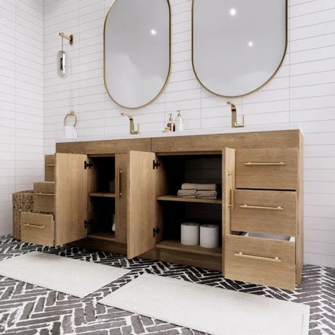 Elsa 72 | Wayfair 72 Inch Vanity, Bathroom Downstairs, Ohio House, Mirror Backsplash, Bathroom Redesign, Double Sink Bathroom, White Vanity Bathroom, Primary Bath, Double Sink Bathroom Vanity