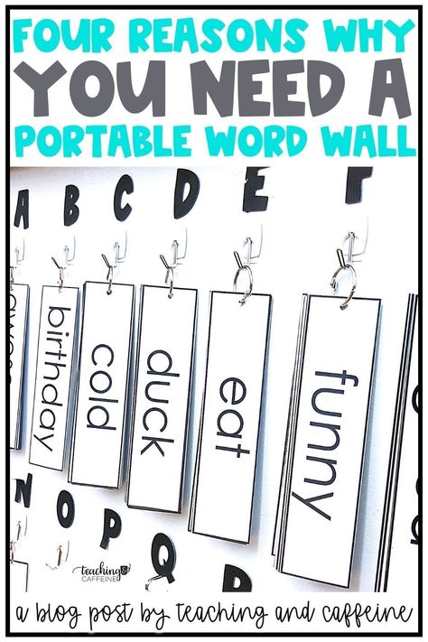 Word walls are amazing and I think every classroom should have one. However, I completely understand that they aren’t the easiest thing to put together. They take up so much space and what happens if you run out of room? Here are four reasons why you NEED a portable and interactive word wall in your kindergarten, first grade, second grade, and upper elementary classroom. Word Walls, Word Wall Ideas Elementary, Portable Word Wall, Portable Word Walls, Portable Classroom, Interactive Word Wall, Classroom Goals, Space Words, Word Wall Cards