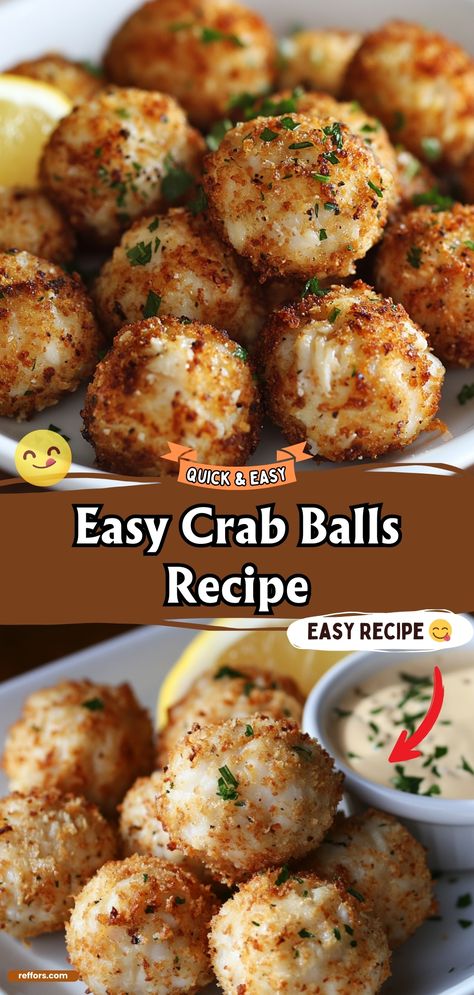 Indulge in the delicate flavors of the sea with these exquisite Crab Balls. Made with fresh crab meat and a blend of spices, each ball is crisply fried to golden perfection, offering a juicy burst of flavor in every bite. Perfect for gatherings or a luxurious snack. #SeafoodLovers #CrabBalls #GourmetSnacks Crab Balls Recipe Fried, Crab Rangoon Balls, Deep Fried Crab Balls, Crab Balls Recipe Baked, Savory Balls Recipe, Crab Hors D’oeuvres, Crab Balls Appetizers, Healthy Imitated Crab Recipes, Crabmeat Appetizers