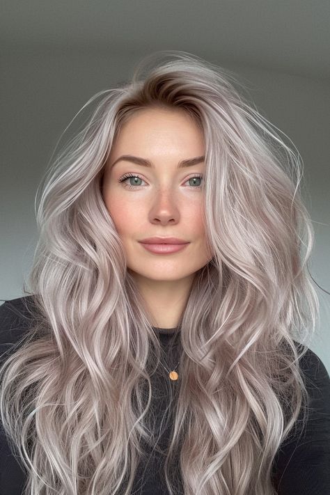 Right Hair Color For Skin Tone, Smoky Gray Hair Color, White Hair With Shadow Root, Best Blonde For Graying Hair, Hair Colors For Soft Summer, Gray Blonde Hair Balayage, Silver Toned Blonde Hair, Smoky Hair Color, Silver Dyed Hair