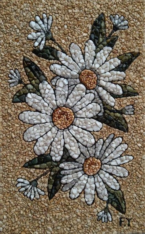 Realistic Flower Drawing, Seed Art, Stone Pictures Pebble Art, Egg Shell Art, Wal Art, Mosaic Garden Art, Rock Painting Ideas, Stone Art Painting, Mosaic Art Projects