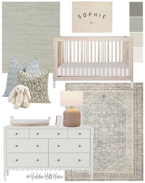 Green Nursery Girl, Blue Nursery Girl, Green Nursery Boy, Organization Nursery, Baby Nursery Inspiration, Baby Room Neutral, Nursery Room Design, Baby Room Inspiration, Nursery Decor Neutral