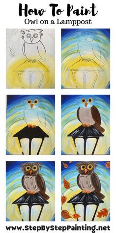 Paint Owl, Easy Acrylic Painting Ideas, Canvas Art Painting Acrylic, Fall Canvas Painting, Paintings Easy, Acrylic Painting Ideas, Easy Acrylic Painting, Whimsical Owl, Canvas Painting Tutorials