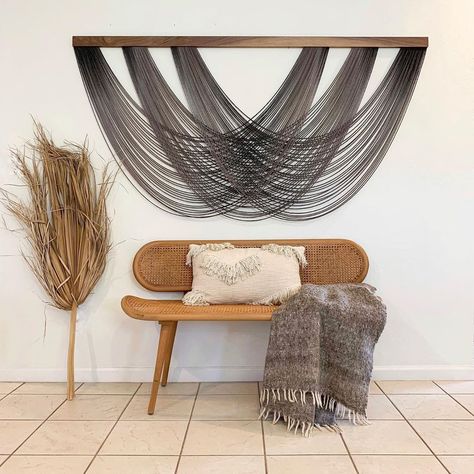 This might be my fav piece of my newest collection. Named “Desert Night Sky”, those dark and moody colors blend from black to various grays… Desert Night Sky, Yarn Tapestry, Boho Yarn, Desert Night, Yarn Wall Art, Macrame Wall Hanging Diy, Large Macrame Wall Hanging, Large Macrame, Wall Hanging Diy