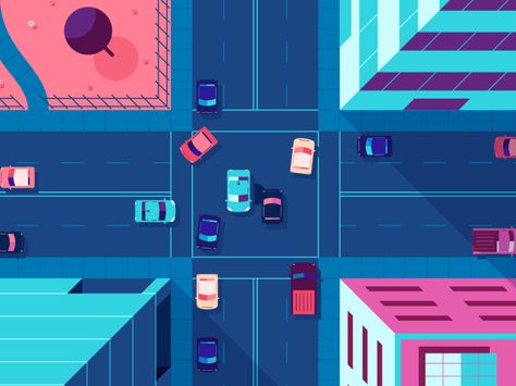 Autonomous Intersection by Down the Street on Dribbble Collage Video, Ux Inspiration, Arte 8 Bits, Traffic Lights, Motion Graphics Inspiration, Motion Design Video, Motion Graphics Design, Motion Design Animation, Street Design