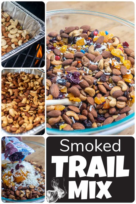 Smoked Trail Mix Smoked Trail Mix Recipes, Inexpensive Snacks, Trail Mix Snack, Trail Mix Recipe, Trail Mix Recipes, Smoked Food, Family Hiking, Barbeque Grill, Smoked Food Recipes