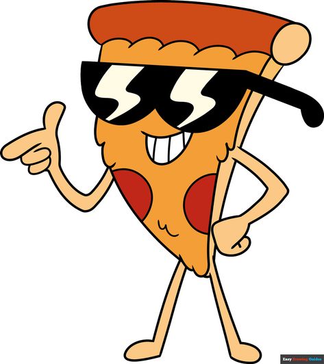 Cartoon Pizza Drawing, How To Draw Pizza, Pizza Cartoon Illustrations, Pizza Drawing Easy, Cute Pizza Drawing, Pizza Drawings, Pizza Slice Drawing, Cartoon Pizza Slice, Pizza Doodle