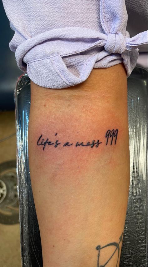 Lifes A Mess Tattoo, Juice Wrld Hand Tattoo, 999 Tattoo, 444 Tattoo, Think Tattoo, Rib Tattoos For Women, Brush Tattoo, Remembrance Tattoos, Clever Tattoos