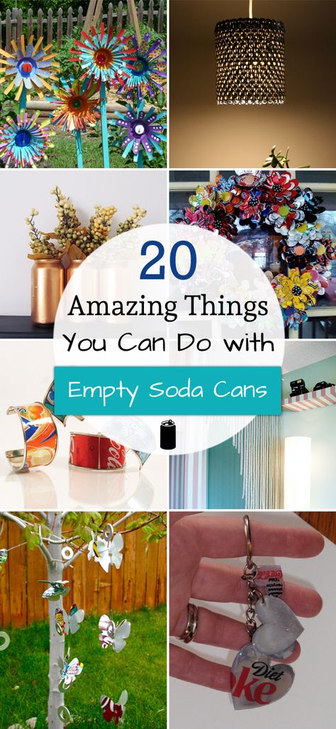 20 Amazing Things You Can Do with Empty Soda Cans Coke Can Crafts, Soda Bottle Crafts, Soda Can Flowers, Diy Soda, Cd Craft, Pop Can Crafts, Can Tab Crafts, Tin Can Flowers, Pop Tab Crafts