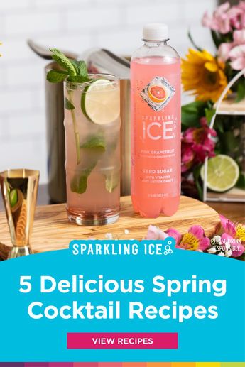 Lighten up your happy hour! Try one of these delicious spring cocktails for your next brunch, party, or gathering. Sparkling Ice and Sparkling Ice +Caffeine are the perfect low-calorie mixers. Sparkling Ice is a zero-sugar, full-flavored sparkling water with vitamins and antioxidants. Explore our tasty cocktail recipes: Hibiscus Paloma, Just Peachy Cosmo, Black Raspberry Martini, Rasberry Hibiscus Cooler, and Classic Lemonade Sangria. Live in full flavor! Hibiscus Paloma, Jug Cocktails, Sparkling Ice Cocktails, Boozy Punch, Ice Cocktails, Raspberry Martini, Classic Lemonade, Lemonade Sangria, Water Cocktails