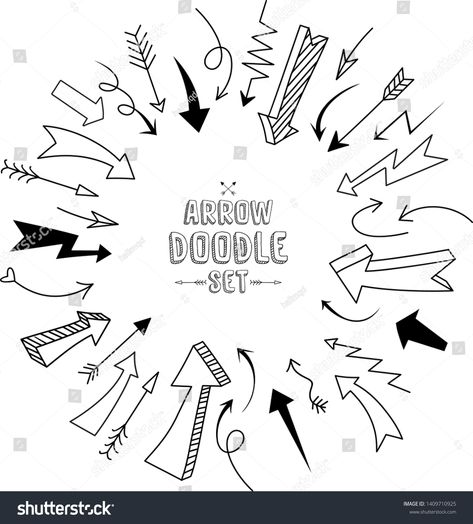 Doodle Arrows Hand Drawn, Creative Arrow Design, Arrows Drawing, Doodle Numbers, Doodle Arrow, Sign Doodle, Doodle Arrows, White Board Drawings, Arrow Doodle