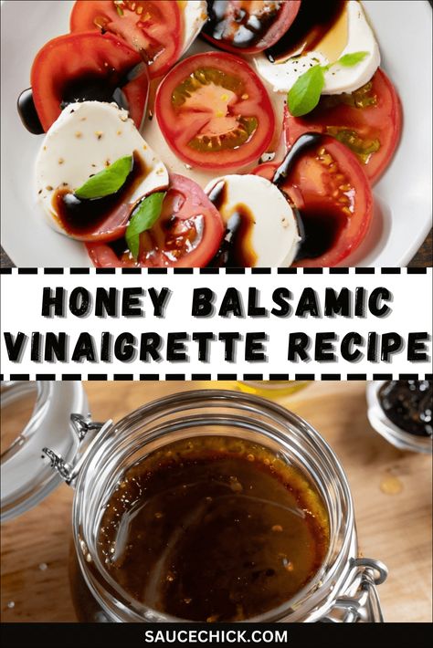 Homemade Honey Balsamic Vinaigrette Recipe Sweet Balsamic Vinaigrette, Balsamic Vinegarette, Honey Balsamic Dressing, Honey Balsamic Vinaigrette, Balsamic Vinaigrette Recipe, Homemade Balsamic Vinaigrette, Green Salads, Honey Pork, Gourmet Salad