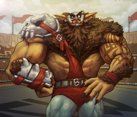 Dnd Wrestler, Bugbear Barbarian, Dnd Barbarian, Dragons Inspiration, D&d Online, Adventurer's Guild, Dnd Minis, Rp Characters, Dnd Races