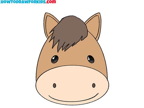 Cartoon Horse Face, Face Drawing Color, Barnyard Cookies, Horse Face Drawing, Images For Drawing, Face Drawing Easy, Horse Head Drawing, Drawing Methods, Draw A Horse