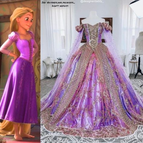 Disney Princess Prom Dresses Rapunzel, Disney Princess Dresses Real, Princesses Makeup, Disney Princess Prom Dresses, Tangled Dress, Rapunzel Outfit, Script Dr, Disney Princess Wedding Dresses, Disney Princess Dress Up