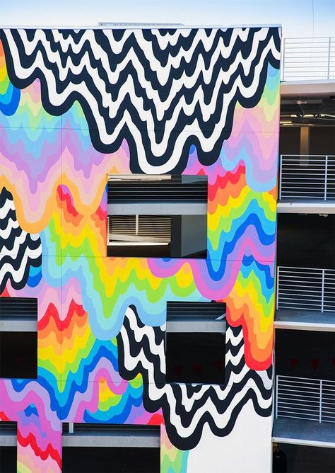 Trippy Wall Paintings, Jen Stark, Trippy Wall, Trippy Painting, Posca Art, Wall Paint Designs, Murals Street Art, Trippy Art, Street Art Graffiti