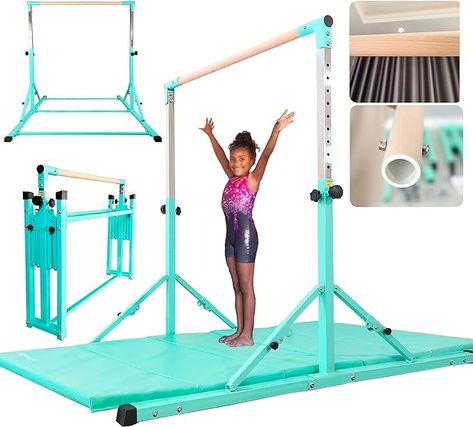 Amazon.com : PreGymnastic Foldable Gymnastics Bar, 6FT Gymnastic Horizontal Bars, Folding Training Bar for Kids and Teenagers 3-18, Weight Limit 500 LB, Adjustable kip Bar,Children Home Gym Equipment Indoor : Sports & Outdoors Home Gymnastics Gym, Gymnastics Garage, Gymnastics Bars For Home, Gymnastics Bars, Gymnastics Equipment For Home, Gymnastics Tricks, Gymnastics Equipment, Gymnastics Gym, Kids Gym