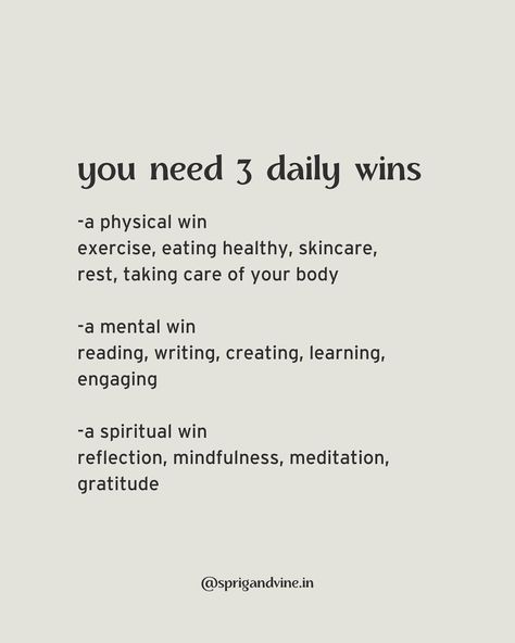 Can you check off all 3 today? ☑️🏆 (Daily wins, mental win, physical win, Monday, Monday motivation, Monday mindset, winner, winning, daily goals) Health Importance Quotes, Physical Goals Ideas, Make The Best Of Today Quotes, Quotes For Goals Motivation, Mindset Monday Motivation, 3 Wins A Day, Health Goals Quotes, Monday Reset Quotes, Start The Day Quotes Mornings