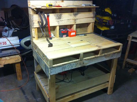 Pallet Workbench, Pallet Work Bench, Ultimate Workbench, Pallet Woodworking, Wooden Pallet Crafts, Upcycled Wood, Pallet Bench, Woodworking Bench Plans, Diy Workbench