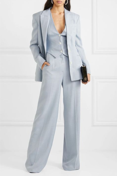 De La Vali Screamin Woven Vest White Jeans, Kenneth Jay Lane, Suit Fashion, Sweater Black, Net A Porter, Turtleneck Sweater, Black Sweaters, Wide Leg Pants, Sky Blue