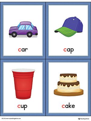 Letter C Words and Pictures Printable Cards: Car, Cap, Cup, Cake (Color) Worksheet.The Letter C Words and Pictures Printable Cards can be used for flashcards, various games, and help your student associate unfamiliar words with a picture. Colorful picture cards for the words: car, cap, cup, and cake. Cvc Words With Pictures Cards, Vocabulary Cards With Pictures, Letter C Flashcards, Alphabet Word Wall Cards, C Words, Cup Pictures, Preschool Alphabet Printables, Alphabet Word Wall, Letter A Words