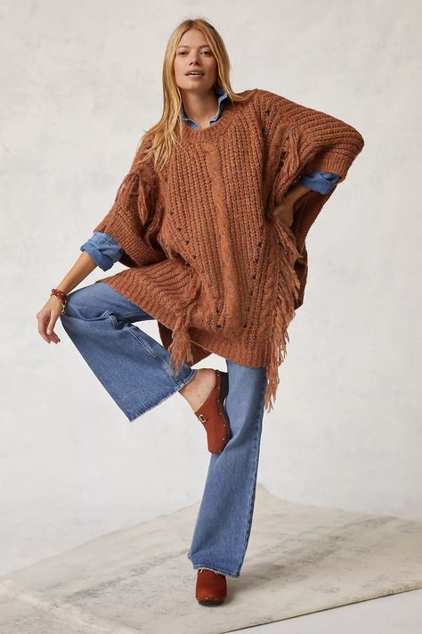 https://s7d5.scene7.com/is/image/Anthropologie/64251341_027_b4?$a15-pdp-detail-shot$&fit=constrain&fmt=webp&qlt=80&wid=1314 Ponchos, Chunky Knit Poncho, Poncho Outfit, Knit Poncho Sweater, Cowl Neck Poncho, Turtleneck Poncho, Fringe Poncho, Poncho Coat, Knit Poncho