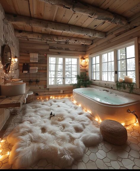 Log Cabin Bathroom, Princess Bathroom, Magical Cottage, Big Bathtub, Forest Homes, Log Houses, Cabin Bathroom, Manly Stuff, Log Cabin Ideas