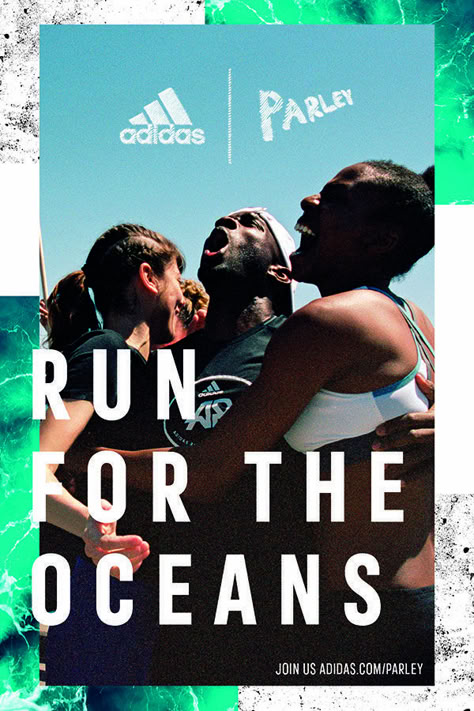 Running Artwork, Sports Ads, Running Poster, Adidas Parley, Sport Flyer, Adidas Ad, Running Posters, Sports Advertising, Mailer Design