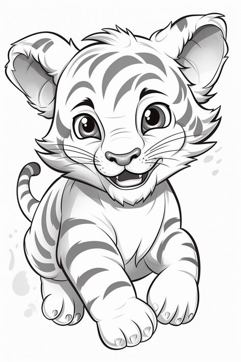 Tiger Coloring Pages, Cute Animal Coloring Pages, Tiger Coloring, Baby Coloring Pages, Baby Poster, Disney Coloring Pages, Dessin Adorable, Cute Coloring Pages, Coloring Book Art