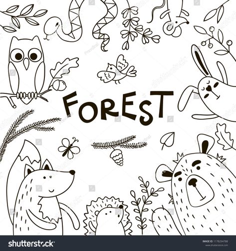 Forest Doodles, Background Doodles, Cover Page For Project, Project Cover Page, Biology Projects, Holiday Homework, Project Theme, Wildlife Day, Doodle Background