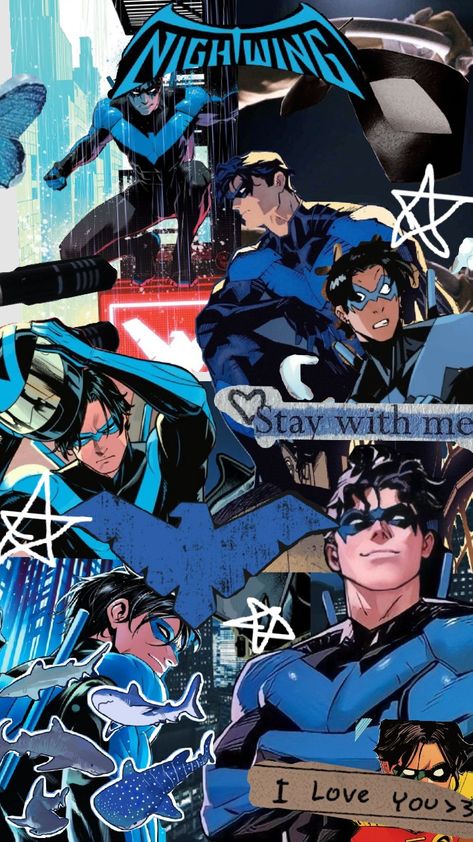 Nightwing wallpaper 💙 Nightwing Wallpaper, Nightwing Young Justice, Night Wing, Marvel Phone Wallpaper, Dc Comics Wallpaper, Anime Fanfiction, Raven Teen Titans, Wallpaper Collage, Batman Comic Art