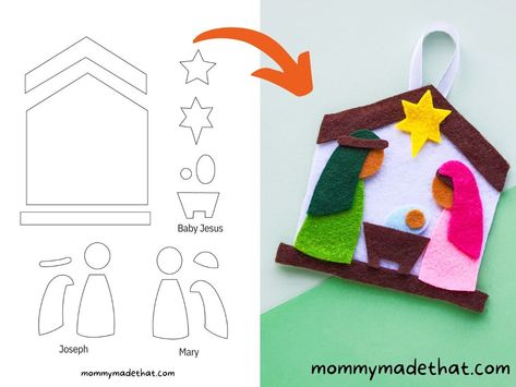 Diy Felt Nativity Free Pattern, Nativity Puppets Printable Free, Nativity Scene Preschool Craft, Nativity Banner Free Printable, Manger Template Free Printable, Nativity Ornaments For Kids To Make, Nativity Felt Pattern, Navity Craft For Kids, Diy Nativity Scene For Kids