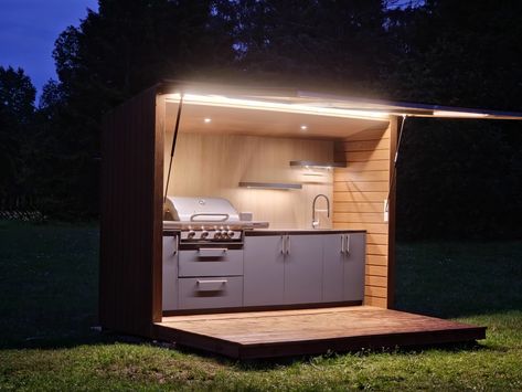 Grill shelter for backyard Bbq Pod, Bbq Shelter Ideas, Grill Shelter, Bbq Shelter, Cupboard Ideas, Shelter Ideas, Bbq Ideas, House Redesign, Outdoor Bbq Kitchen