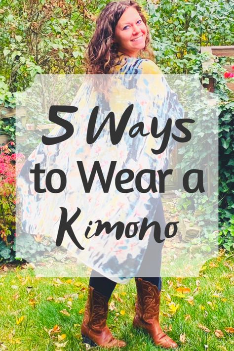 5 Gorgeous Ways to Style a Kimono How To Style Long Kimono, Kimono Cover Up Outfit, Kimono As A Dress, Styling Kimono Summer Outfits, Styling A Kimono Summer Outfits, What To Wear With A Kimono, Country Kimono Outfit, Style A Kimono Outfits, Ways To Tie A Kimono