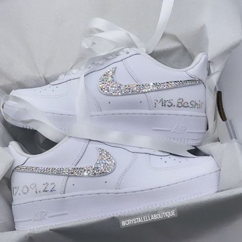 Personalised Nike Air Force 1 White Wedding Sneakers // Blinged out with sparkling crystals, Custom bling nike shoe, Bride, Bridesmaid Gift UK 2 / EU 34 / Girls 2.5Y UK 2.5 / EU 35 / Girls 3Y UK 3 / EU 35.5 / Girls 3.5Y UK 3.5 / EU 36 / Girls 4Y / W5.5 UK 4 / EU 36.5 / Girls 4.5Y / W6 UK 4.5 / EU 37.5 / Girls 5Y / W6.5 UK 5 / EU 38 / Girls 5.5Y / W7 UK 5.5 / EU 38.5 / Girls 6Y / W7.5 UK 6 / EU 39 / Girls 6.5Y / W8 UK 6 / EU 40 / Girls 7Y / W8.5 UK 6.5 / EU 40.5 / US 9 UK 7 / EU 41 / US 9.5 UK 7. Wedding Shoes Trainers, Wedding Nikes Bride, Prom Trainers, Wedding Nike Shoes, Nike Wedding Shoes, Wedding Trainers, Bling Nike Shoes, Shoes For Brides, Air Force 1 White