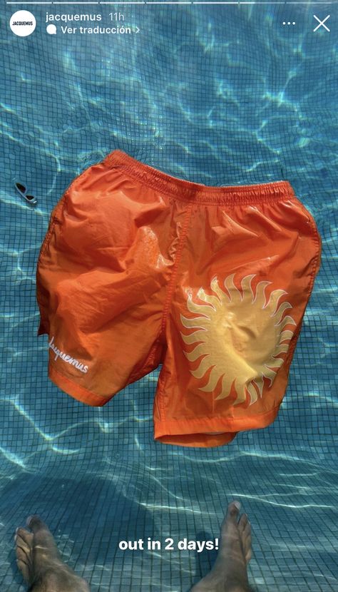 Flat Lay Photography Fashion, Swimwear Aesthetic, Swimsuit Pics, Bella Hadid Outfits, Orange Swimsuit, Mens Swim Shorts, Print Swimwear, Boys Swim, Mens Boardshorts