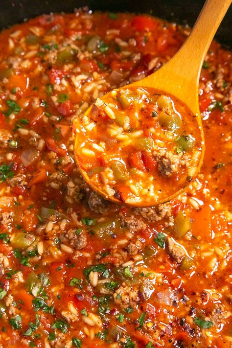 Stuffed Pepper Soup Recipe - Chili Pepper Madness Stuffed Pepper Soup With Cabbage, Spicy Stuffed Pepper Soup, Filled Pepper Soup, Stuffed Pepper Chili, Low Carb Stuffed Pepper Soup, Cream Of Pepper Soup, Soup With Peppers And Onions, Creamy Red Pepper Soup, Fresh Chili Pepper Recipes