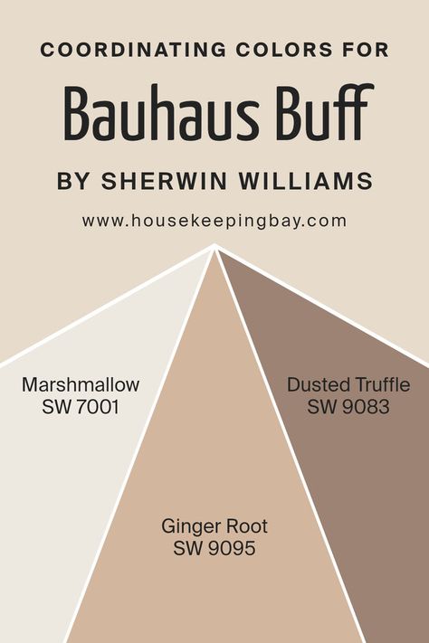 Coordinating Colors of Bauhaus Buff SW 7552 by Sherwin Williams Sw Dusted Truffle, Bauhaus Buff Sherwin Williams, Sherwin William, Color Complement, Ginger Root, Trim Color, Coordinating Colors, Sherwin Williams, Paint Color