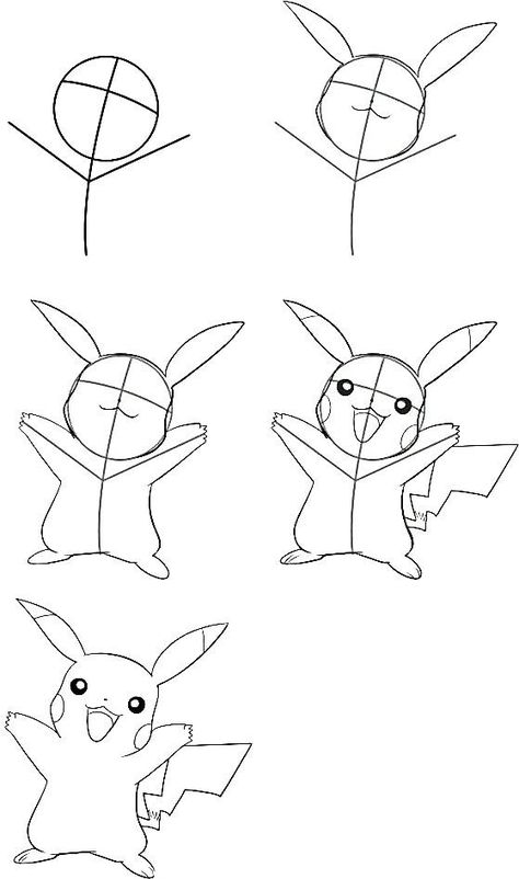 How To Draw Pikachu #Pokemon #Pikachu #Draw Draw Pikachu, Trin For Trin Tegning, Drawing Pokemon, Pokemon Step By Step, Draw Doodles, Pikachu Drawing, Drawing Instructions, Easy Cartoon Drawings, Pokemon Coloring Pages