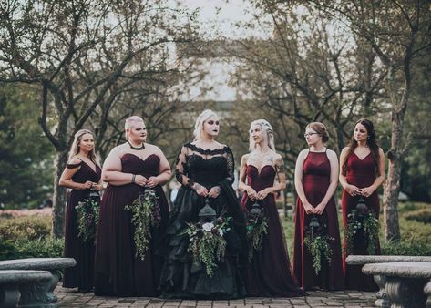 Halloween Bridesmaid Dress, Gothic Bridesmaids, Medieval Wedding Theme, Dark Romantic Wedding, Gothic Wedding Theme, Vampire Wedding, Witch Wedding, Dark Wedding Theme, Pagan Wedding