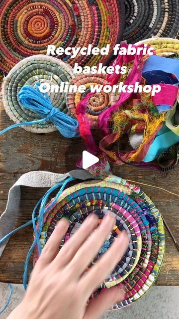 3,819 likes, 40 comments - craftschooloz on March 30, 2024: "Using baling twine is just one of many recycled materials you can use to create these great colourful baskets. We show you how to use four different techniques in our latest online workshop. 🧵Wrap cord and create a coiled basket ⭐️scrappy basket using the fabric scraps 🌀Twisted fabric rope 🪡Blanket stitched fabric basket 🌀Spiral stitch All using recycled materials 👌 Find out more info in our bio. #sustainablecraft #Recycledba Coiled Rope Basket Diy, Rope Blanket, Recycled Fabric Art, Spiral Stitch, Fabric Rope, Twisted Fabric, Diy Rope Basket, Beautiful Baskets, Basket Weaving Diy