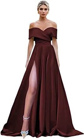 Brown Ball Gown, Long Gown Elegant, Fall Formal Dresses, Brown Dresses Formal, Gowns Simple, Wedding Dress For Women, Wedding Evening Gown, Split Prom Dresses, Fall Bridesmaid Dresses