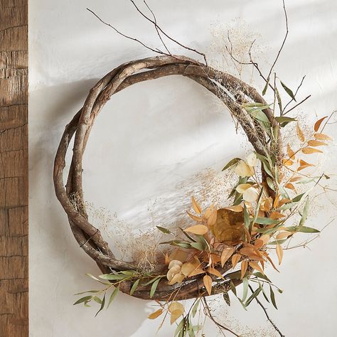 The creative styling possibilities are endless with this naturally dried grapevine wreath. While it looks lovely on its own, it's also the perfect base to embellish with your favorite foraged finds. -Dried grapevine-Indoor or sheltered outdoor use; bring indoors during inclement weather-Avoid exposure to moisture, direct sunlight, and humidity-Natural specimen; variance in appearance may occur-USA2.5"H, 24" diameter Fall Decor Wreaths, Dried Wreath, Creative Styling, Fall Grapevine Wreaths, Boho Wreath, Vine Wreath, Swag Wreath, Wreath Form, Fall Door Decorations