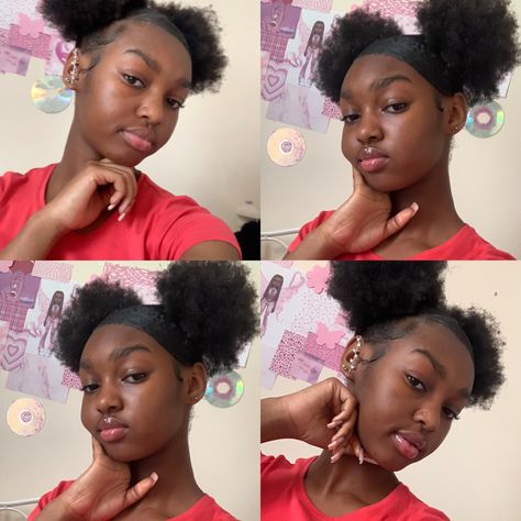 Used Red Gummy Gel to Slick My Hair And Edges Packing Gel Hairstyle With Attachment, 4c Hair Ideas, Hair Ideas Black, Skl Hairstyles, Gummy Gel, Medium Length Curly Hair, Quick Natural Hair Styles, Natural Hairstyle, Curls Hairstyles