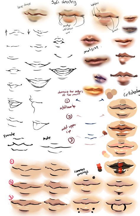 Anime Mouths, Female Lips, Anime Lips, Lip Tips, Mouth Drawing, Lip Tutorial, Drawing Lesson, Lips Drawing, Poses References