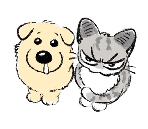 Croquis, Kawaii, Unusual Animal Friendships, Animal Friendships, Easy Animal Drawings, Ugly Cat, Chibi Cat, A Monkey, Chibi Drawings