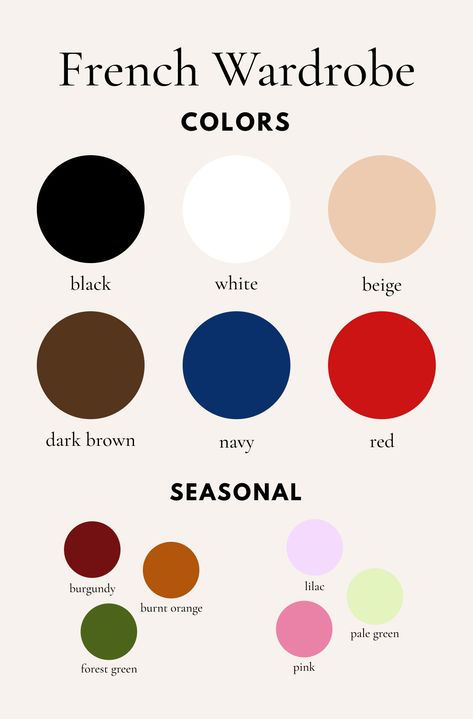 French Wardrobe Color Palette, Colorful French Outfit, Colorful Minimalist Style Outfits, Parisian Color Palette French Style, French Brands Clothing, Colorful Minimalist Fashion, Red Capsule Wardrobe, French Color Palette, Wardrobe Palette