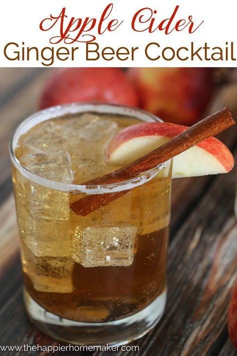 Apple Cider Ginger Beer Cocktail Recipe- the perfect drink for autumn-I love everything apple in the fall! Apple Cider Ginger Beer, Beer Cocktail Recipes, Ginger Beer Cocktail, Beer Cocktail, Watermelon Lemonade, Beer Cocktails, Fall Cocktails, Fall Drinks, Delicious Cocktails